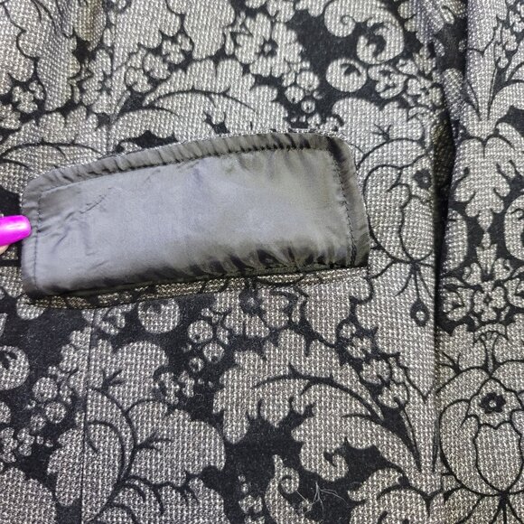 Evan Picone 3 Button Floral Blazer Black Gray Flip Sleeves 12 Substantia - Picture 5 of 11